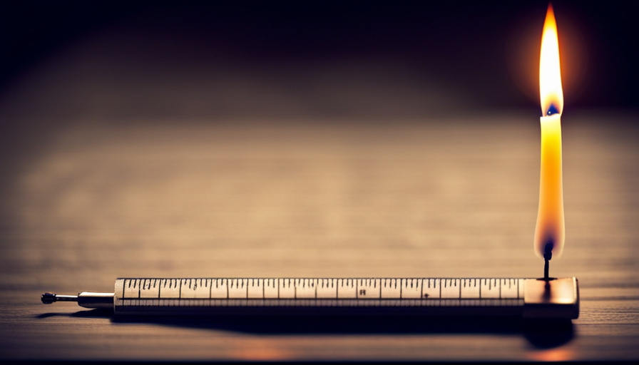 An image showcasing a 4 oz candle by capturing its petite size against a backdrop of a ruler, highlighting its dimensions