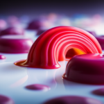 An image showcasing a vibrant assortment of melted candy melts slowly cascading down a glossy surface, capturing their luscious texture and enticing colors