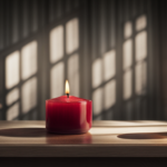 An image capturing the soft glow of a flickering candle casting delicate shadows on a wooden table, surrounded by an unoccupied room, emphasizing the question of how long one can safely leave a candle unattended