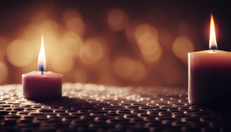 An image capturing the enchanting scene of a flickering candle, casting a soft, warm glow in a dimly lit room