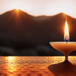 An image showcasing a symmetrical, elongated candle placed on a level surface, surrounded by a soft, warm glow