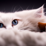 An image showcasing a fluffy white cat, with its gorgeous fur marred by drips of hardened candle wax