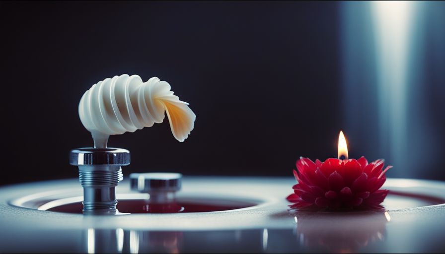 An image that showcases a close-up of a clogged sink drain with candle wax remnants, as a plunger slowly pushes through the blockage, revealing a clean and flowing drain