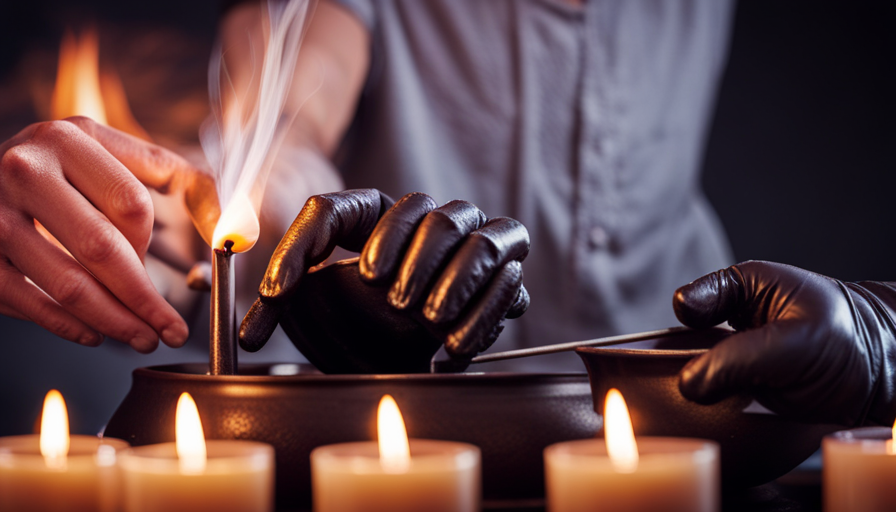 An image showcasing the step-by-step process of crafting a black flame candle