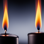 An image capturing a close-up view of a lit candle, with a straight, centered wick emitting a steady flame