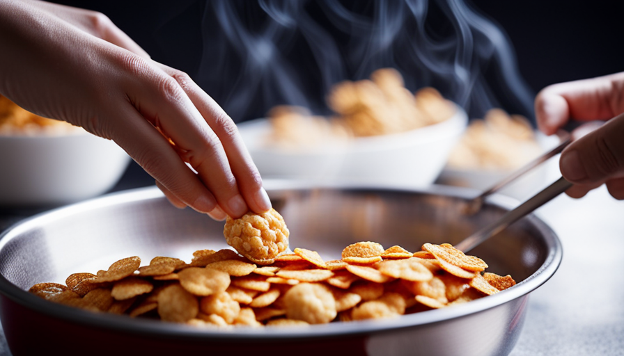 An image showcasing a hands-on process of making cornflake candy