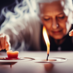 An image showcasing the step-by-step process of placing a wick in a candle: a close-up of skilled hands delicately threading a cotton wick through the center of a vibrant, molten wax pool, capturing the essence of candle-making mastery