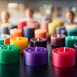 An image showcasing a vibrant array of wax blocks in various colors, neatly displayed on shelves