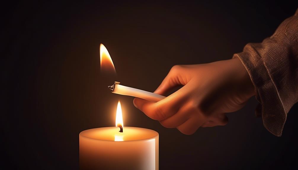 lighting candle with lighter