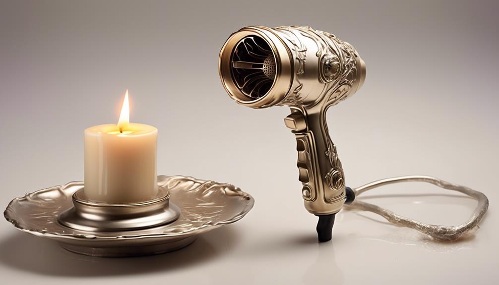 melting wax with hairdryer