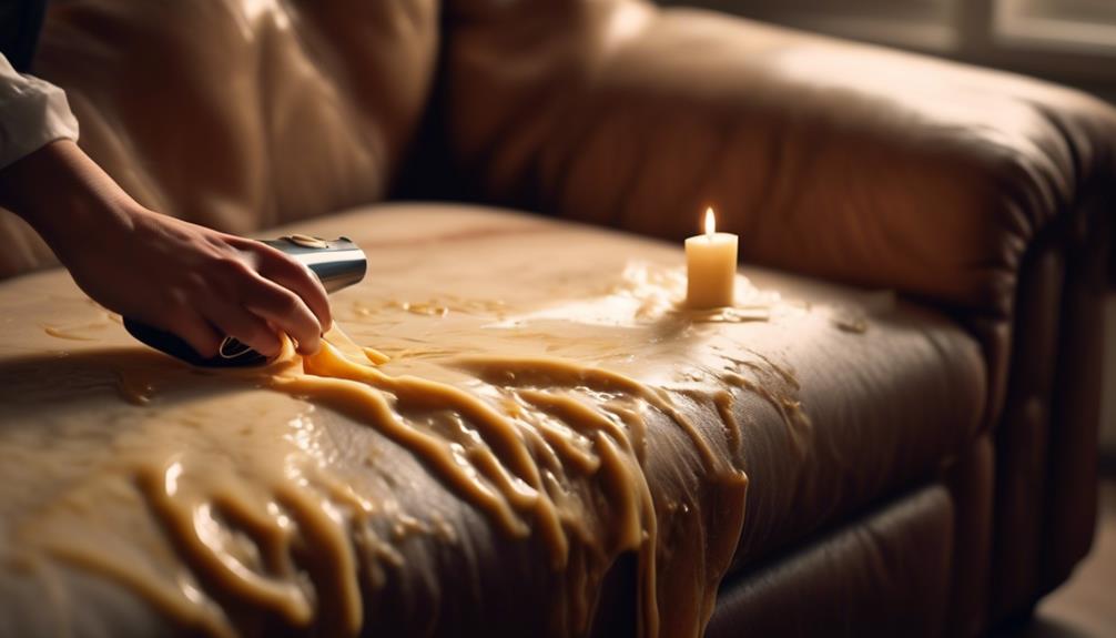 removing candle wax from couch
