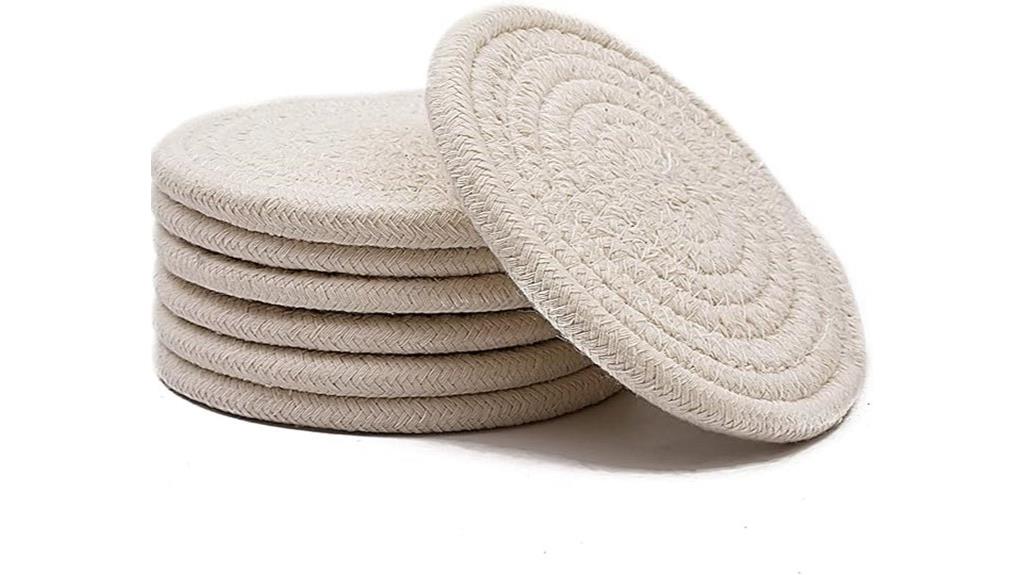 beige round drink coasters