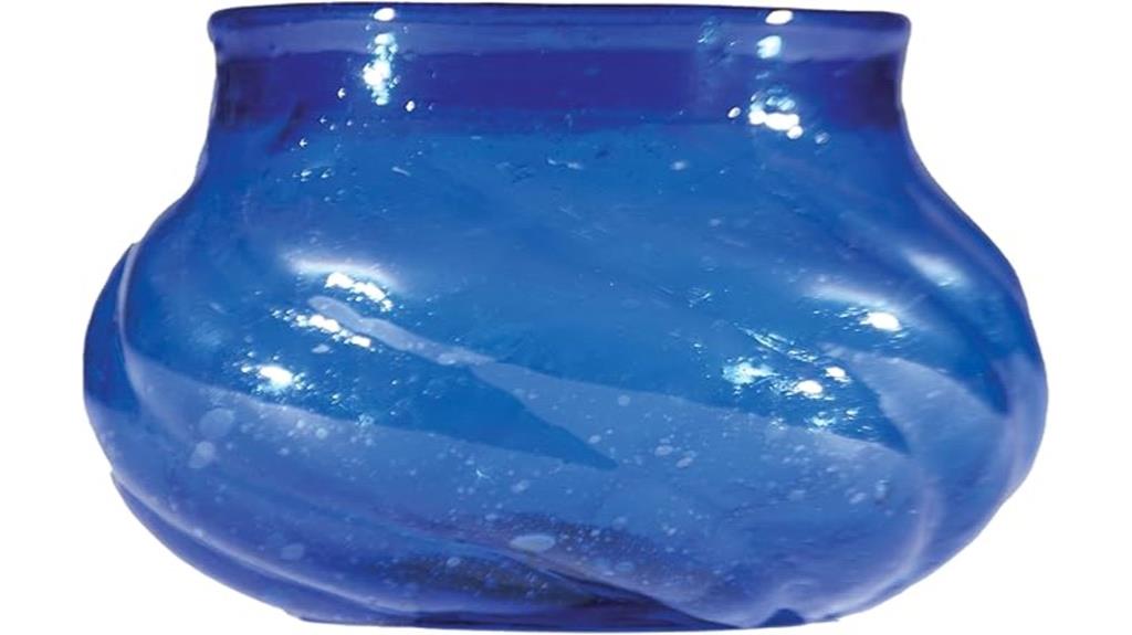 blue hand blown glass holder
