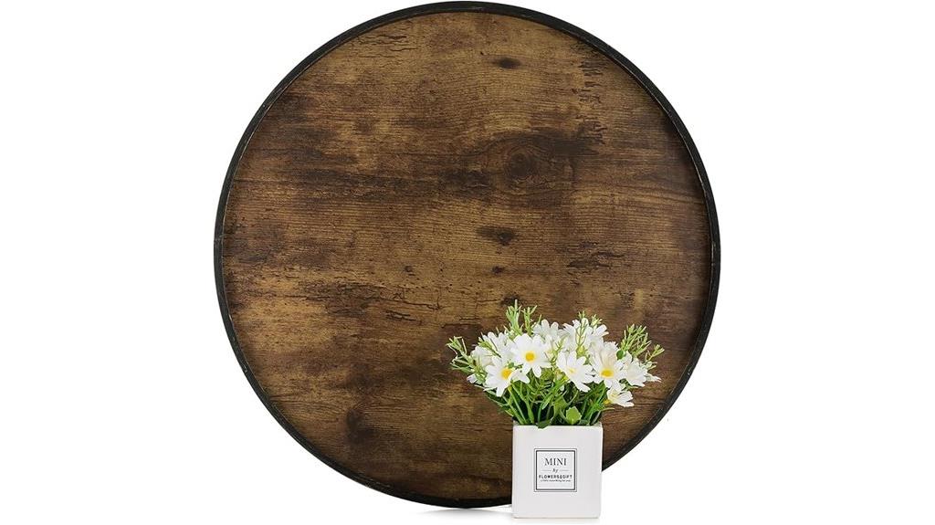 brown wooden round tray