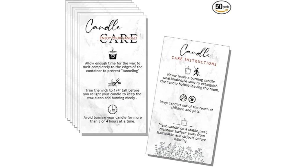 candle care instruction cards