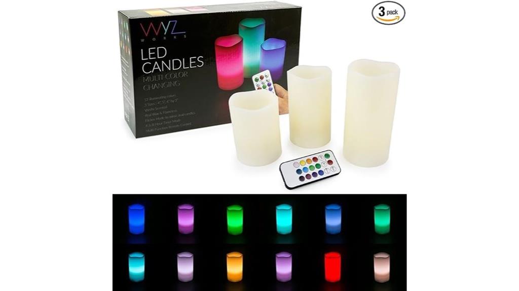 color changing wax pillar candles