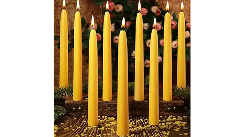 eighteen natural beeswax tapers