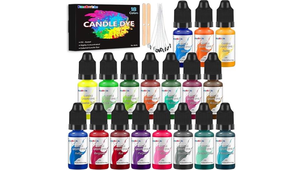 eighteen oil based candle colors