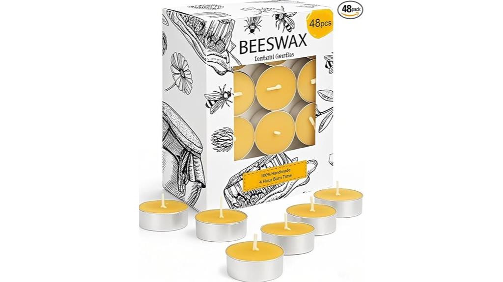 forty eight beeswax tea candles