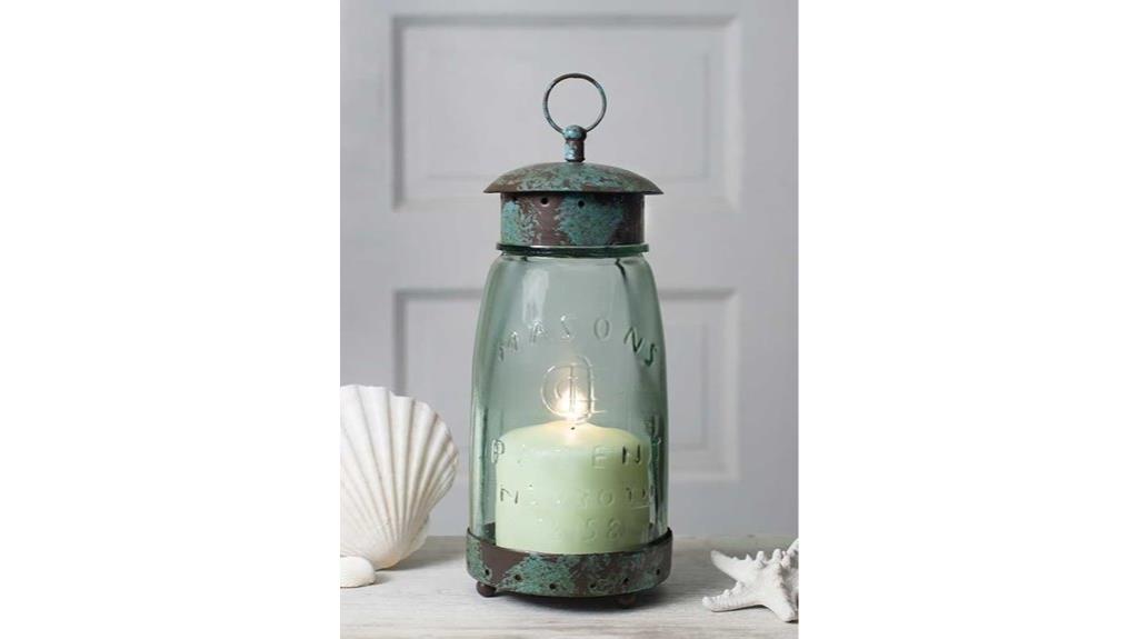 green mason jar lantern