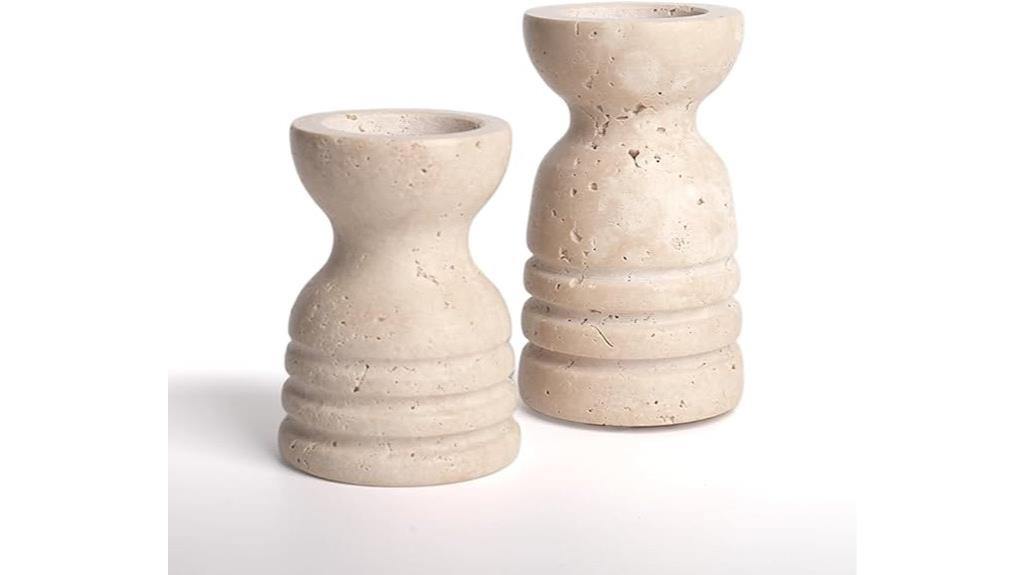 italian travertine candle holders