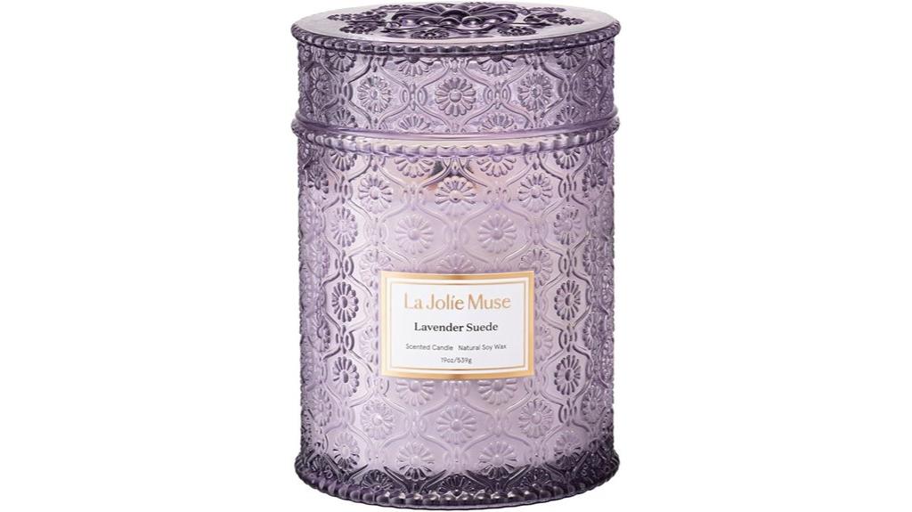lavender candle with wood wick
