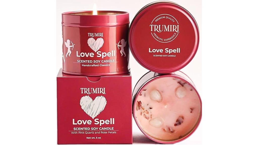 love candle with crystals