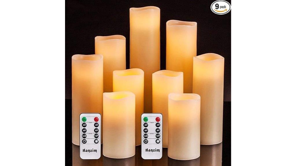 nine ivory flameless candles