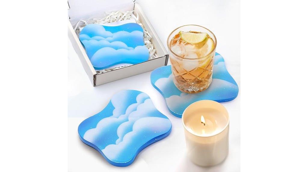 ombre cloud resin coasters