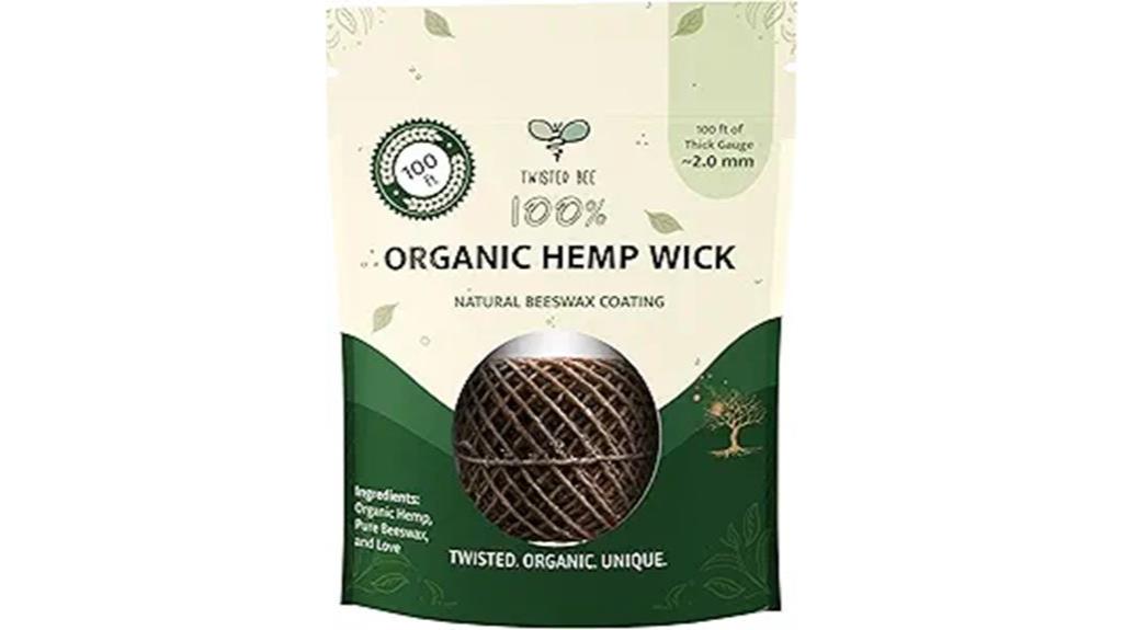 organic hemp wick beeswax coated