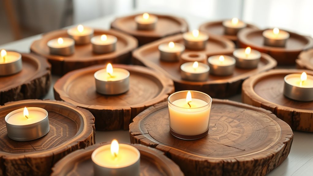 rustic wooden candle trays