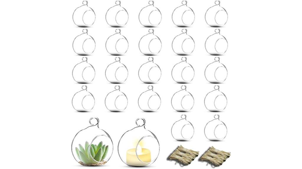 set of 24 glass hanging holders
