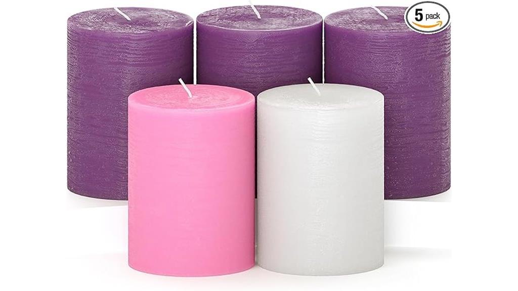 set of five candles