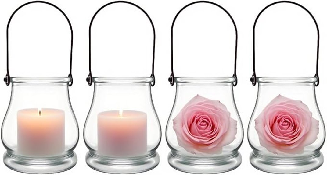 set of four glass globe holders