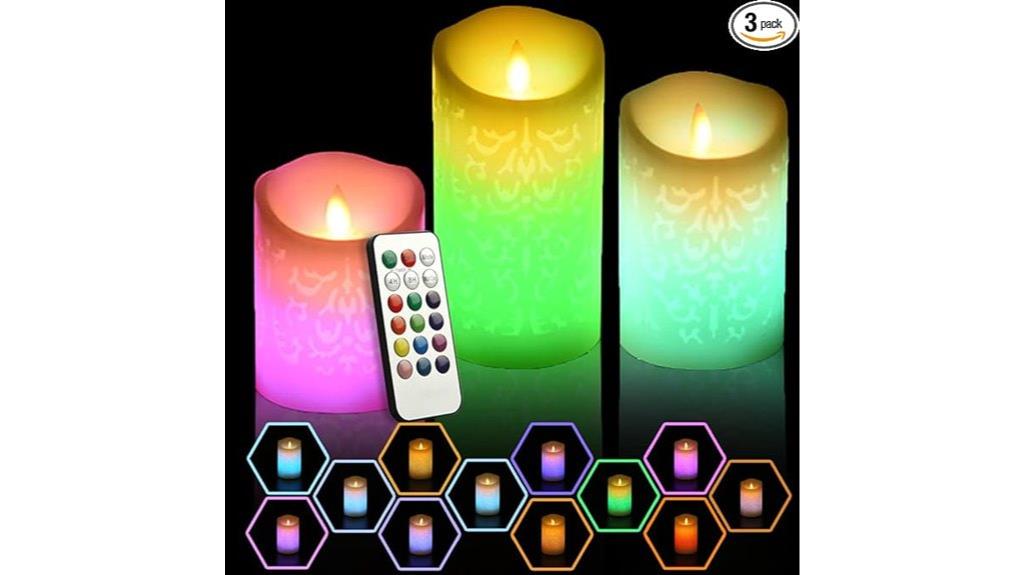 set of three flameless candles