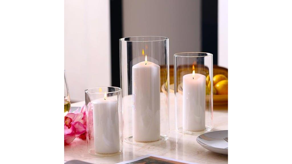 set of three phosphor candlesticks