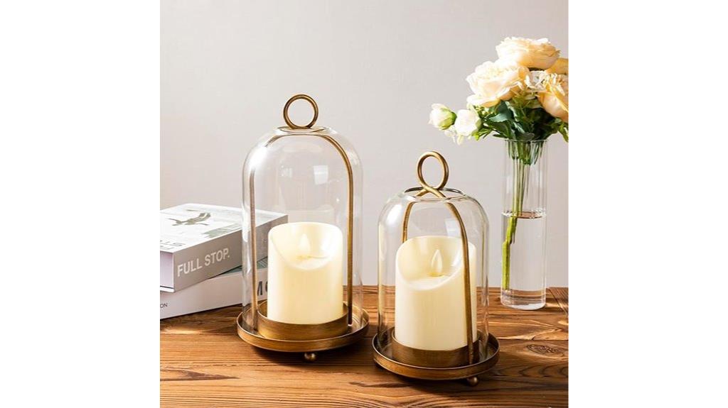 set of two small decorative glass candle holders