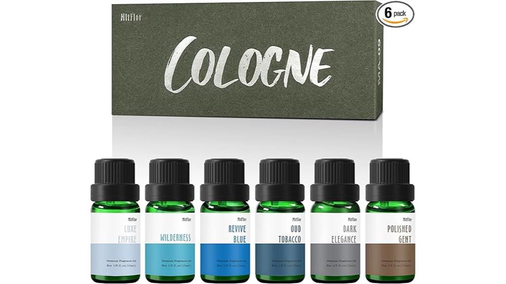 six 10ml cologne oils