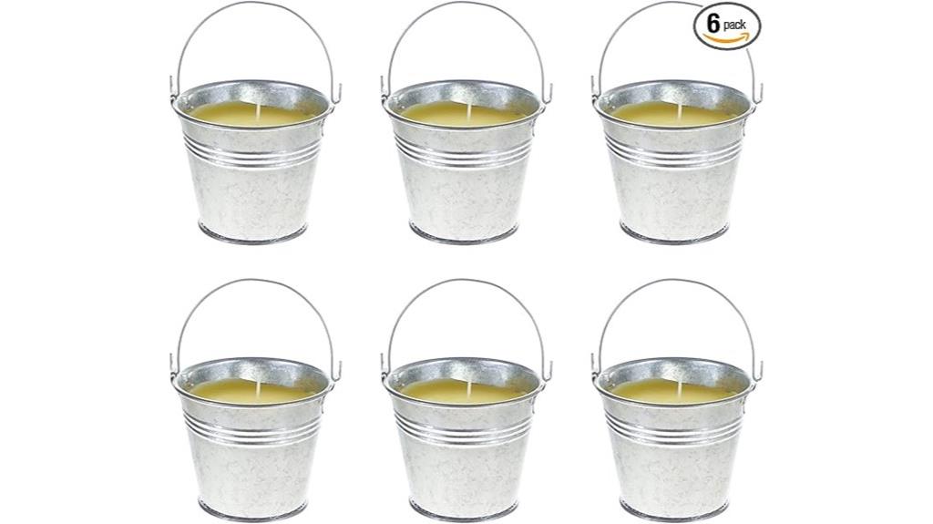 six metal scented candles