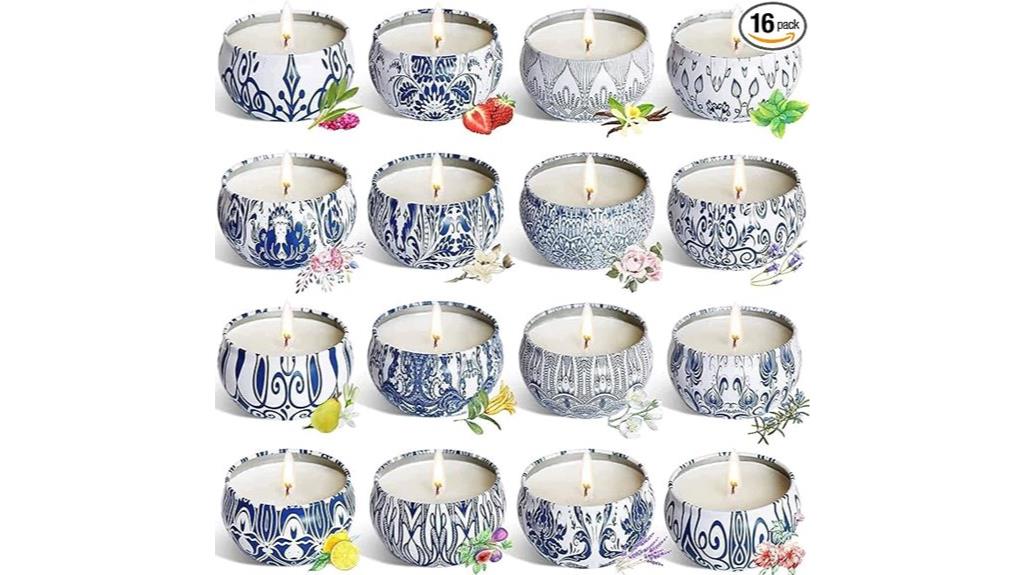 sixteen scented soy candles