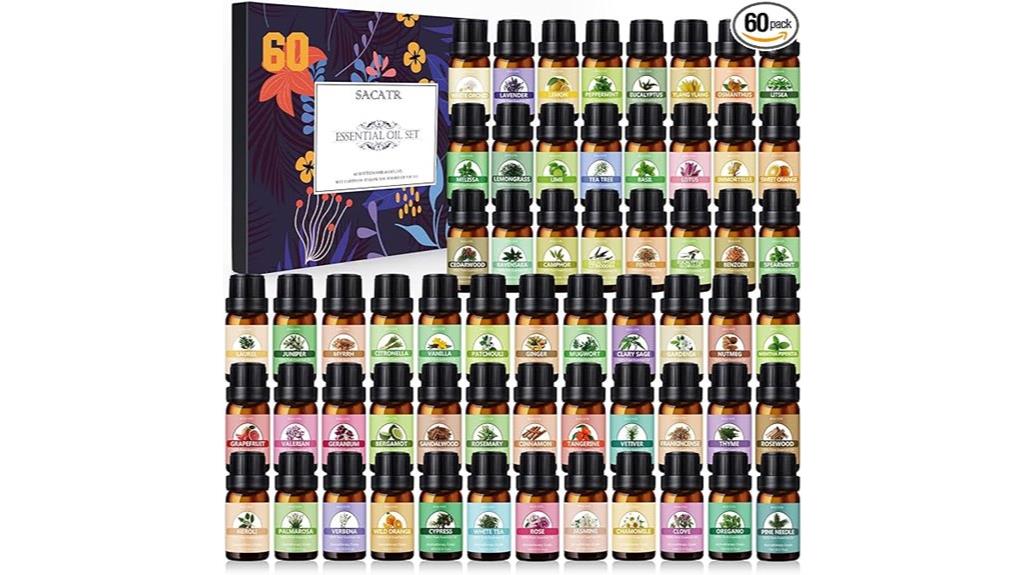 sixty bottles of pure essential oils