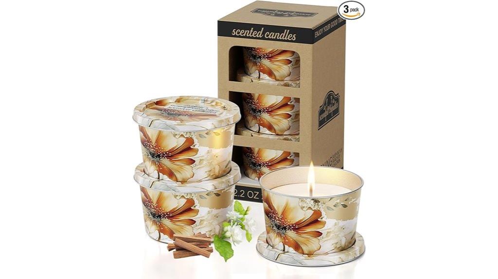 three scented candle set