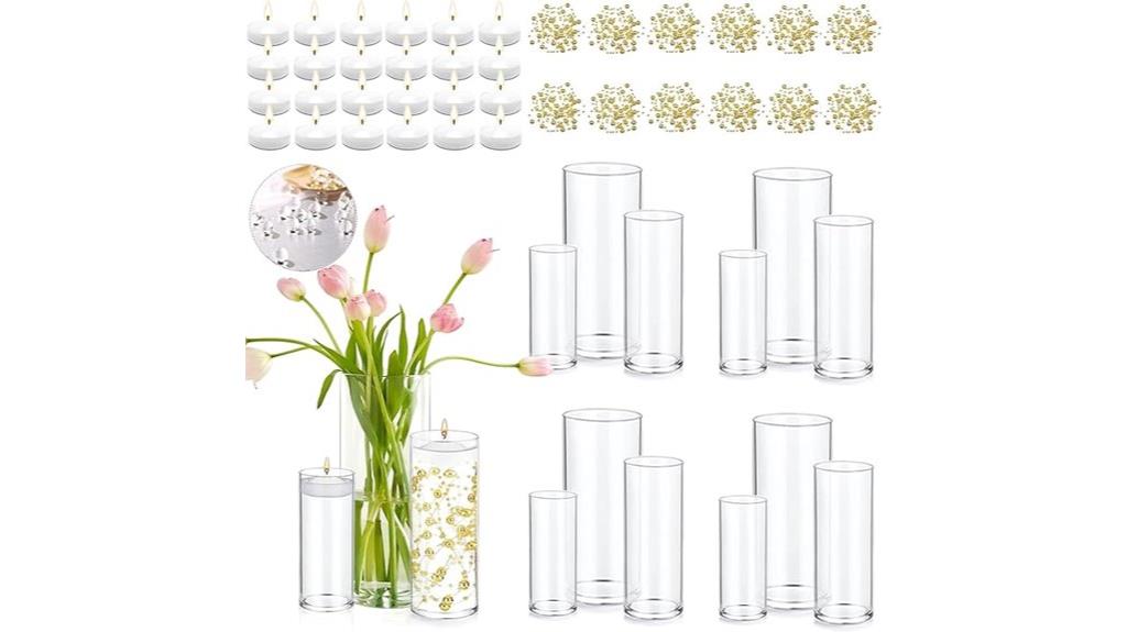 twelve clear glass vases