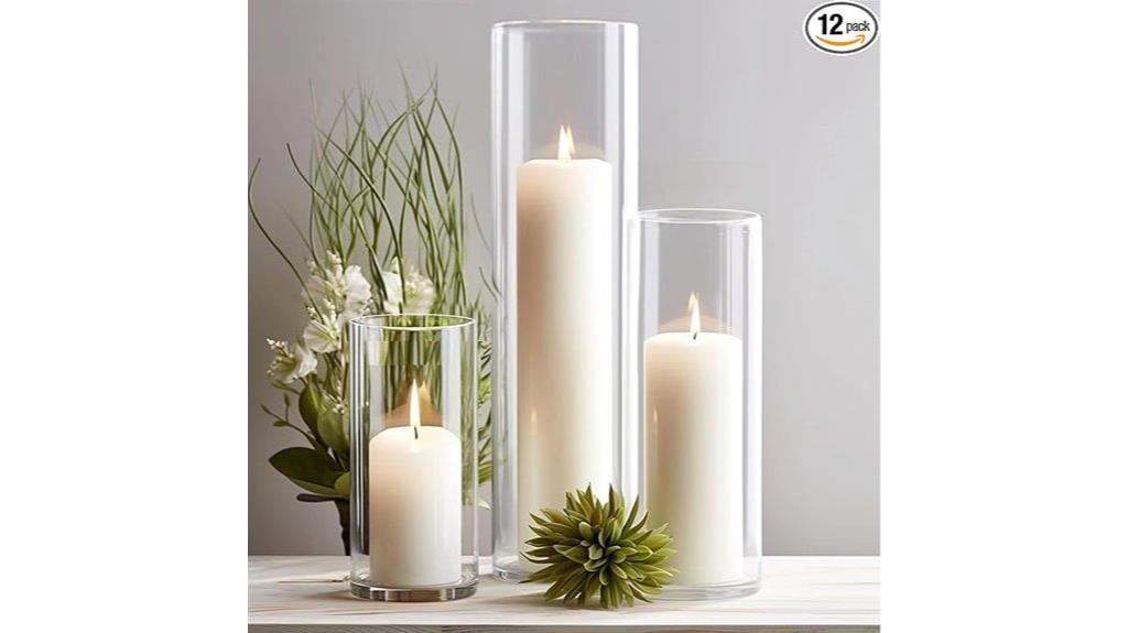 twelve white candle vases