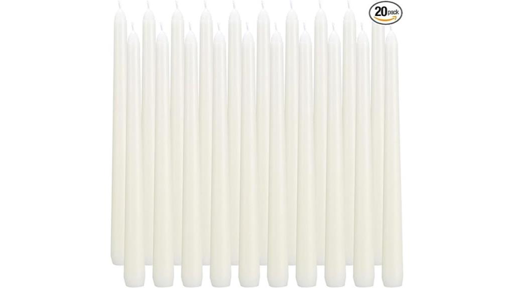 twenty ivory taper candles