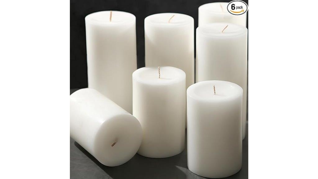 white pillar candles six pack