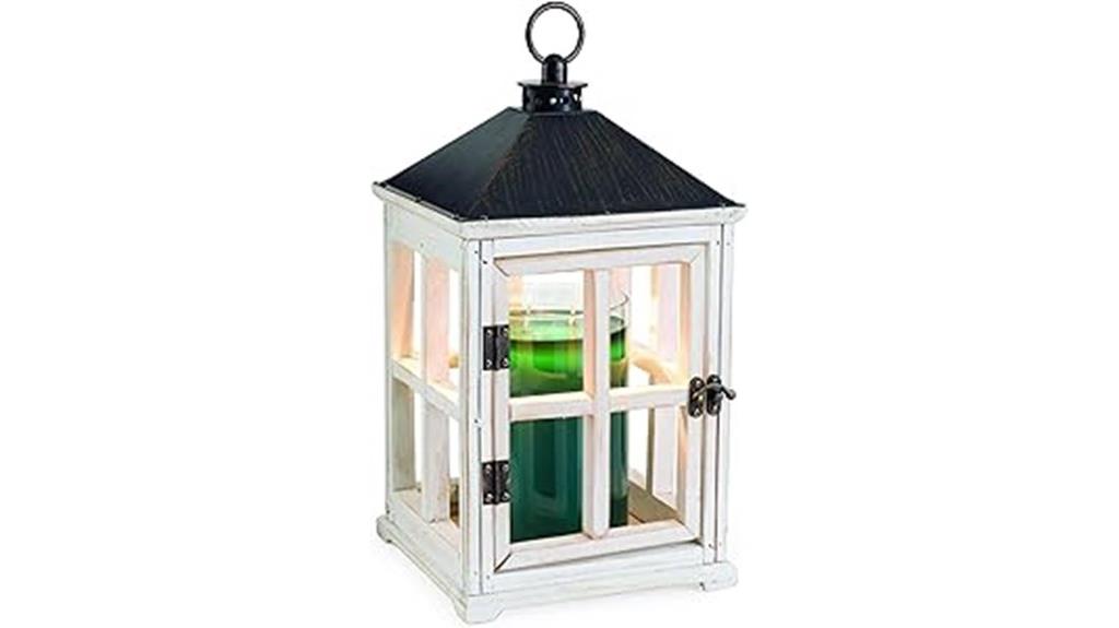 white wooden lantern