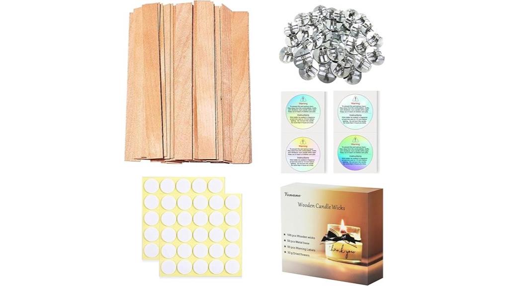 wooden candle wick set