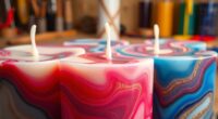 colorful swirled candle making