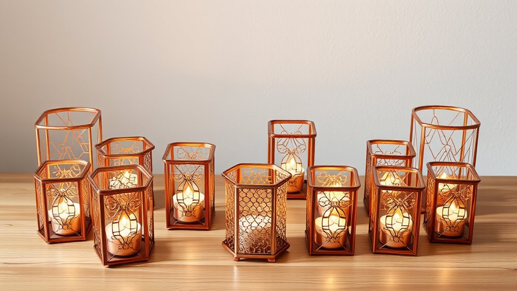 modern copper candle holders